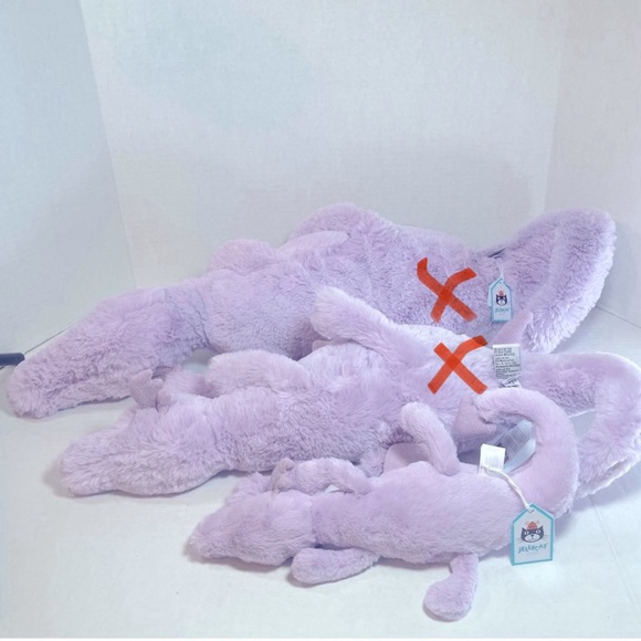 BNWT JellyCat Lavender Dragon Small 17” with tail unfurled, 13” with tail furled - Picture 6 of 15
